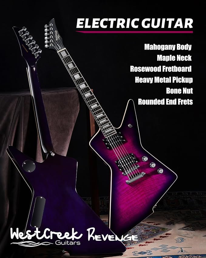 WestCreek Revenge Solid Body Electric Guitar (Purple) - Image 5